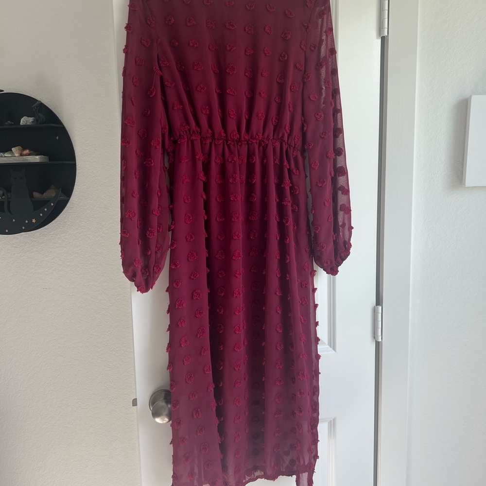 Elegant Burgundy Chiffon Dress
